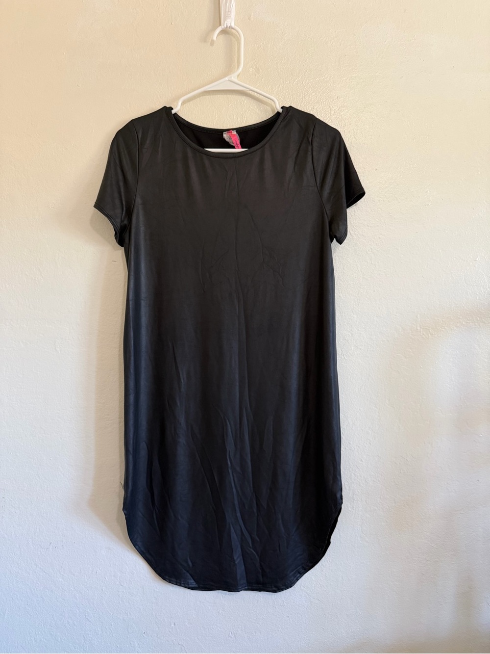 Codigo Black Faux Leather Look T-Shirt Dress